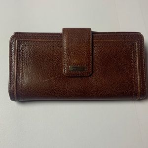 Fossil Leather Wallet Brown Clutch Coin